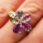 Bvlgari Flower Natural Sapphire Diamond 18K Yellow Gold Bulgari Ring