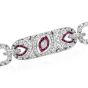 Art Deco Design Diamond Ruby 18K White Gold Marquise Eye Link Bracelet