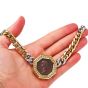 Mayors 1970s Monete Ancient Claudius Coin Diamond  18k Tri-Color Necklace