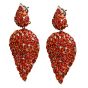 Estate Fine Orange Sapphire Diamond 18K Rose Gold Flame Dangle Drop Earrings