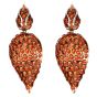 Estate Fine Orange Sapphire Diamond 18K Rose Gold Flame Dangle Drop Earrings