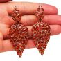 Estate Fine Orange Sapphire Diamond 18K Rose Gold Flame Dangle Drop Earrings