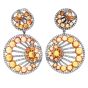 Estate Diamond Yellow Sapphire 18K Gold  Round Dangle Hoop Earrings