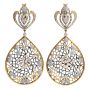  10.50cts Diamond 18K Yellow Gold Royalty Crown Web Dangle Drop Earrings