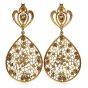  10.50cts Diamond 18K Yellow Gold Royalty Crown Web Dangle Drop Earrings