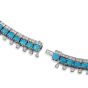 Vintage 19.02ct Diamond Turquoise 18K White Gold Elegant Wide Link Necklace