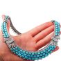 Vintage 19.02ct Diamond Turquoise 18K White Gold Elegant Wide Link Necklace
