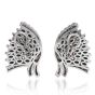 Vintage 1.23ct Diamond Turquoise 14K White Gold Flutter Fan Clip On Earrings 