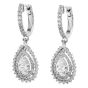 Estate Pear Cut Diamond 14K White Gold Hoop Dangle Drop Earrings