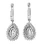 Estate Pear Cut Diamond 14K White Gold Hoop Dangle Drop Earrings