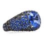GIA Ceylon Blue Sapphire Diamond 18K Gold Pave Cluster Cocktail Ring 