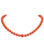 Natural GIA Red Coral Bead 23 Inch Strand Gold Necklace