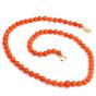 Natural GIA Red Coral Bead 23 Inch Strand Gold Necklace