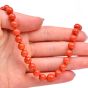 Natural GIA Red Coral Bead 19 Inch Strand Gold Necklace