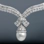 Estate 25.30cts Diamond South Sea Pearl Platinum Dangle Choker Necklace 