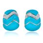 Estate Diamond Turquoise 18K White Gold Braided Large Clip On Earrings