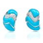 Vintage Diamond Turquoise 18K White Gold Braided Large Clip On Earrings