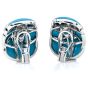 Vintage Diamond Turquoise 18K White Gold Braided Large Clip On Earrings