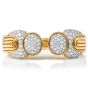 Vintage Pave Diamond 18K Yellow Gold Platinum Cluster Bypass Cuff Bracelet