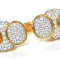 Vintage Pave Diamond 18K Yellow Gold Platinum Cluster Bypass Cuff Bracelet