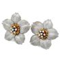 Buccellati Diamond Flower 18K Two-Tone Clip-On Earrings-Dover Jewelry