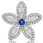 GIA Blue Sapphire Diamond Platinum Star Flower Brooch Pin