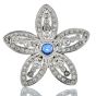 GIA Blue Sapphire Diamond Platinum Star Flower Brooch Pin