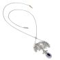 Antique Edwardian Diamond GIA Natural Pearl Sapphire Platinum  Floral Pendant Chain Necklace 