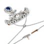 Antique Edwardian Diamond GIA Natural Pearl Sapphire Platinum  Floral Pendant Chain Necklace 