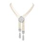 Vintage Diamond Pearl 18K White Gold Filigree Tassel Dangle Drop Necklace