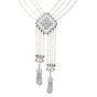 Vintage Diamond Pearl 18K White Gold Filigree Tassel Dangle Drop Necklace