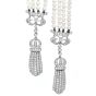 Vintage Diamond Pearl 18K White Gold Filigree Tassel Dangle Drop Necklaceace