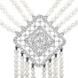 Vintage Diamond Pearl 18K White Gold Filigree Tassel Dangle Drop Necklace