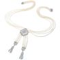 Vintage Diamond Pearl 18K White Gold Filigree Tassel Dangle Drop Necklace