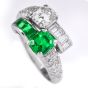 Vintage GIA Emerald Diamond Platinum Bypass Toi Et Moi Engagement Ring |DoverJewelry|