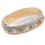Estate Diamond Emerald 18K Gold Statement Cuff Bracelet-Dover Jewelry