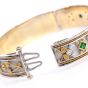 Estate Diamond Emerald 18K Gold Statement Cuff Bracelet-Dover Jewelry