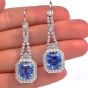 Estate Ceylon Sapphire 25.56cts Diamond 18K Dangle Earrings-Dover Jewelry