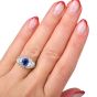 Vintage Kashmir Sapphire Diamond Platinum Three Stone Engagement Ring|DoverJewelry|