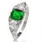 Vintage GIA No Oil Colombian Emerald Diamond Platinum Engagement Ring|Dover Jewelry|