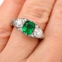 Vintage GIA No Oil Colombian Emerald Diamond Platinum Engagement Ring|Dover Jewelry|