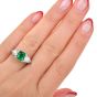 Vintage GIA No Oil Colombian Emerald Diamond Platinum Engagement Ring|Dover Jewelry|