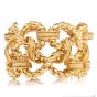 Vintage 1970s Italian 18K Gold Infinity Link Textured Woven Statement Bracelet