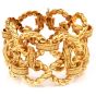 Vintage 1970s Italian 18K Gold Infinity Link Textured Woven Statement Bracelet