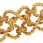Vintage 1970s Italian 18K Gold Infinity Link Textured Woven Statement Bracelet