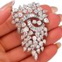 Estate 20.30 Carat Diamond Cluster Platinum Brooch Pin