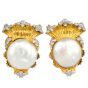 Vintage Buccellati Pearl  18k Gold Stus Clip-On Earrings
