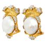 Vintage Buccellati Pearl  18k Gold Stus Clip-On Earrings