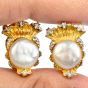 Vintage Buccellati Pearl  18k Gold Stus Clip-On Earrings