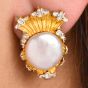 Vintage Buccellati Pearl  18k Gold Stus Clip-On Earrings